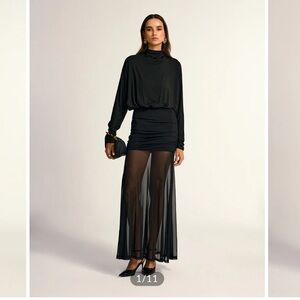 Commense Black Sheer Long Sleeve Dress